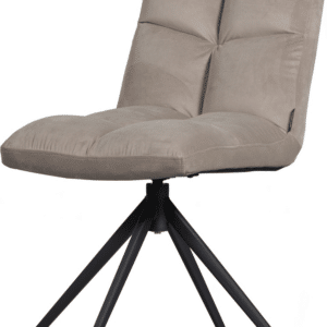 Spisebordsstol - WOOOD Exclusive Vinny, sandfarvet velour, drejefod, slank metalbase, H80ÃB48ÃD45 cm